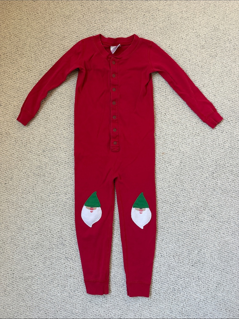 Hanna Andersson Red Organic Cotton One-Piece Holiday Gnome Pajamas